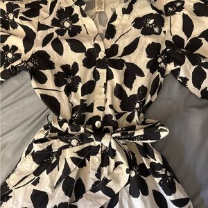 Jessica Simpson Black and White Floral Midi Dress